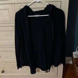 Women's Loft Hooded lightweight navy blue jacket size medium New never worn